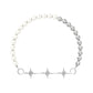 Simple stitching pearl necklace exaggerated gray and white beads cross collarbone chain choker necklace female accessories