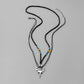 Personality Men's Double Layer Stainless Steel Sword Circle Roman Numeral Pendant Rope Bead Necklace