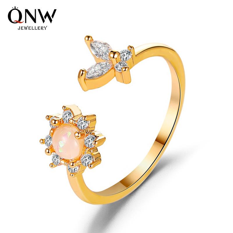 Jewelry Temperament Opal Sunflower Ring Dreamy Simple Sweet Butterfly Opening Women's Ring