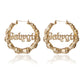 Jewelry hip-hop punk round bamboo earrings creative hemp face peach heart BABY letter earrings female
