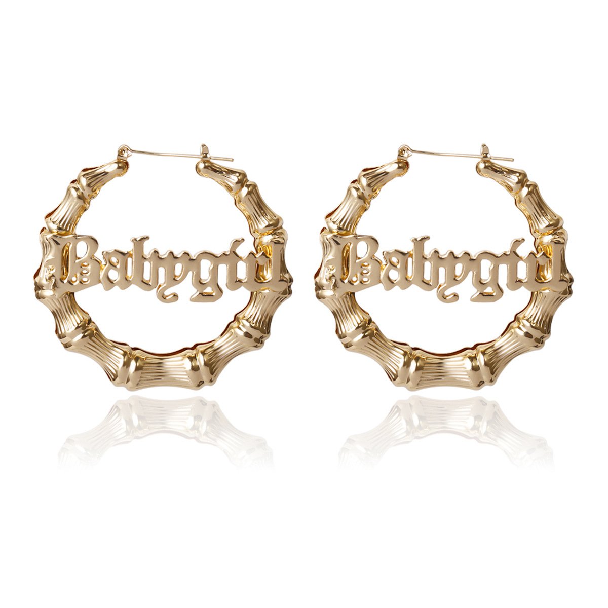 Jewelry hip-hop punk round bamboo earrings creative hemp face peach heart BABY letter earrings female
