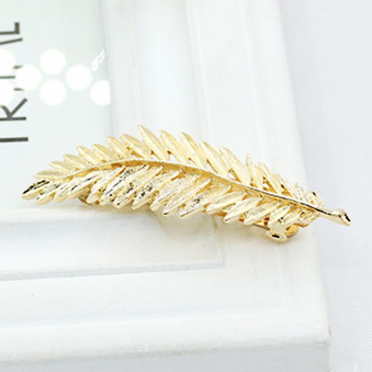 Retro exaggerated feather leaf hair clip fashion leaf needle leaf edge clip spring clip female