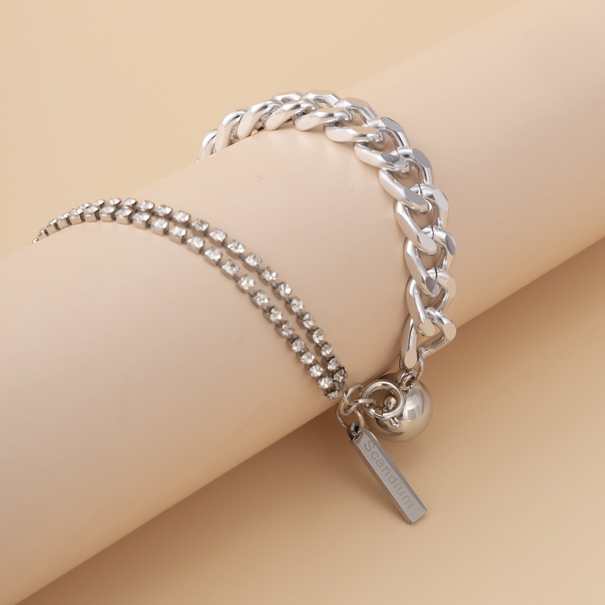 Jewelry Simple Letter Hang Tag Necklace Punk Asymmetric Claw Chain Hanging Ball Single Layer Clavicle Necklace