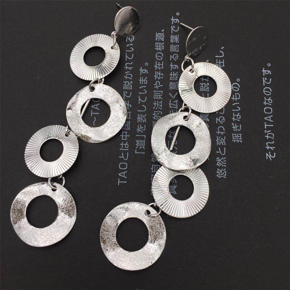 Ring string earrings ladies multi-level metal disc exaggerated earrings Christmas party stage performance