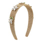 F495 Ethnic retro wide-brimmed creative braided hair hoop imitation pearl flower rhinestone French gentle head hoop for women