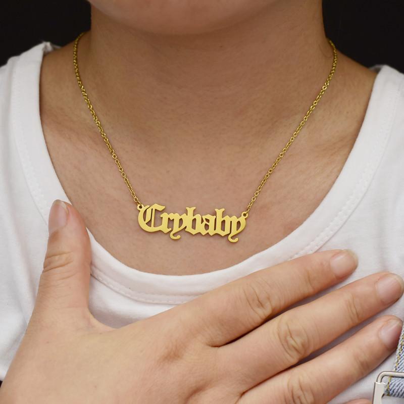 Crybaby Necklace Simple Creative Ancient English Alphabet Necklace Female
