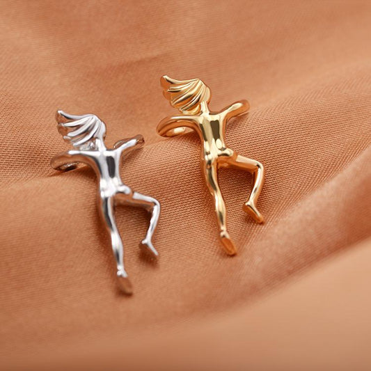 Exaggerated Personality Alternative Gymnast Three-dimensional Portrait Ear Clip Alloy Electroplating No Ear Hole Fake Earrings Ear Studs