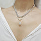 Jewelry baroque special-shaped pearl double buckle dense chain simple ring necklace female clavicle chain