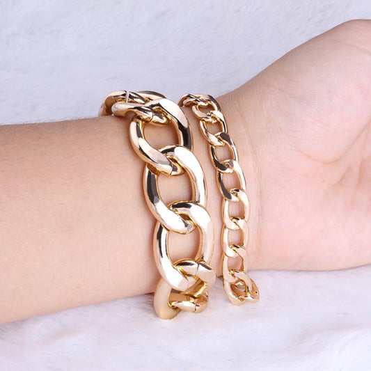 Trendy retro personality punk metal jewelry female mix and match thick chain suit bracelet