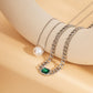 Jewelry imitation pearl thick chain mix and match necklace personality cold emerald double layer necklace