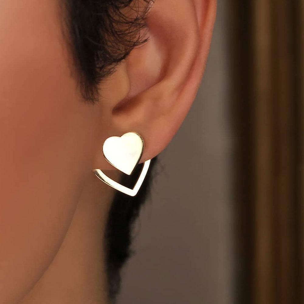 Earrings Simple double-layer love earrings Frosty heart-shaped earrings Personalized versatile earrings