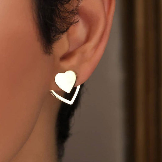 Earrings Simple double-layer love earrings Frosty heart-shaped earrings Personalized versatile earrings