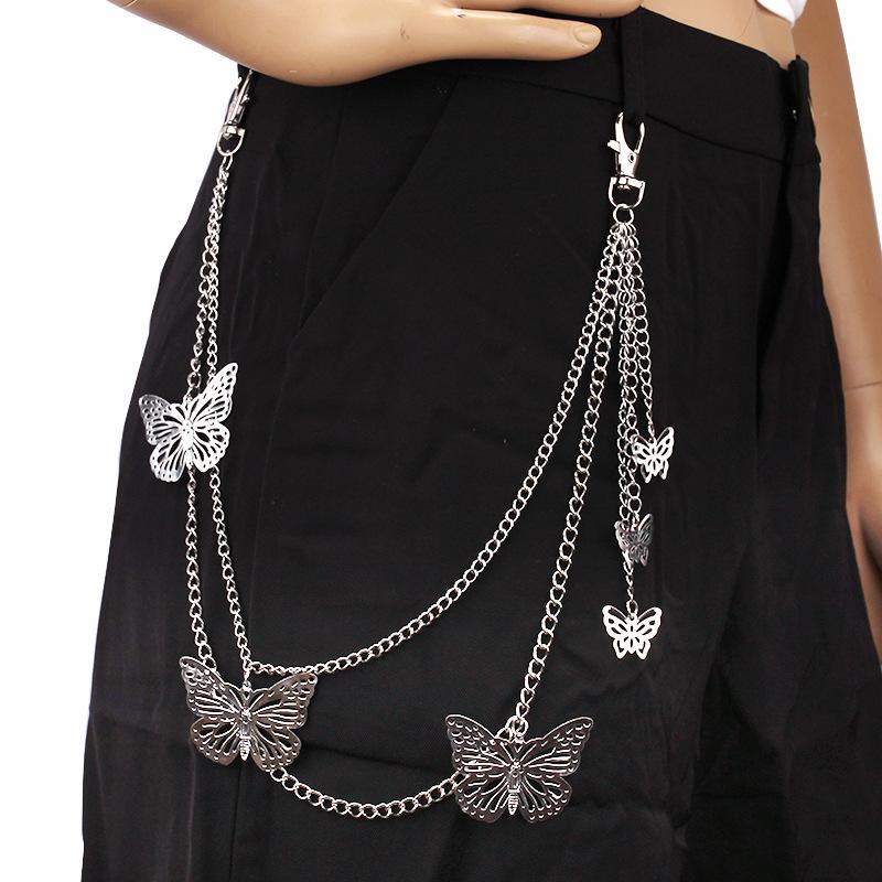 Jewelry Double Chain Butterfly Pendant Waist Chain Ladies Fashion Personality Tide Overalls Decoration