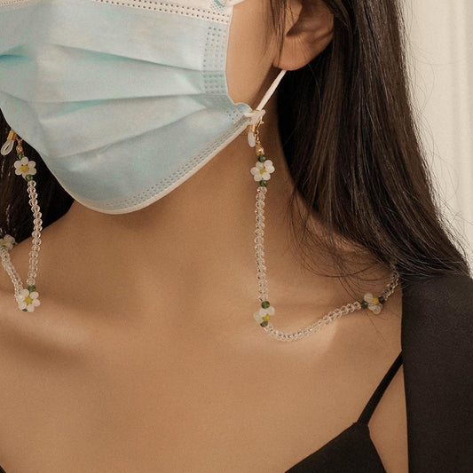 Mask Put Lost Rice Beads Chain Fashion Crystal Beads Small Flower Glasses Chain Multipurpose Necklace