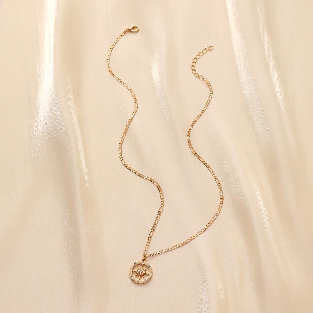 Simple personality light luxury women's metal hollow anchor star element pendant color-preserving necklace