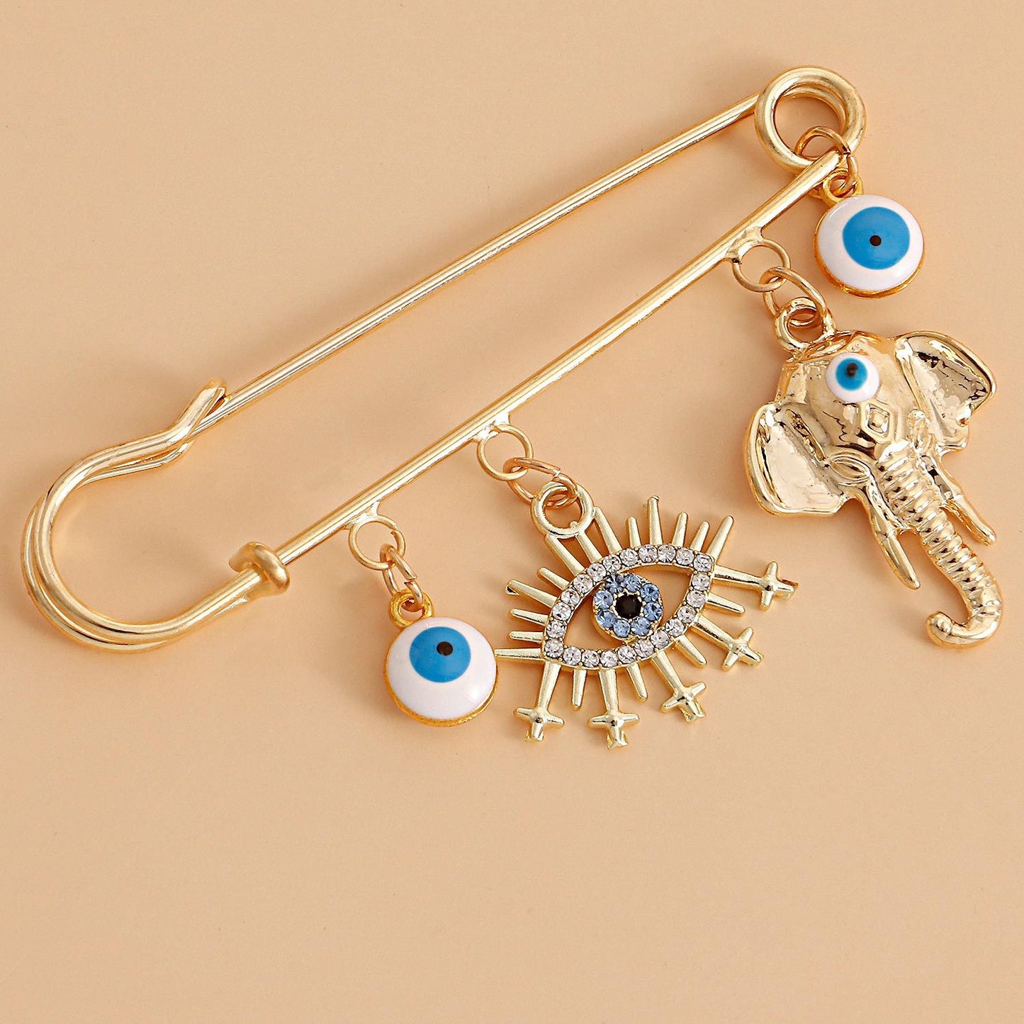 Jewelry ins geometric devil's eye pendant chest pendant pin female trend exaggerated pin accessories