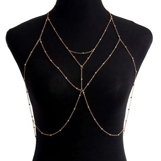 Ornament Simple Sexy Cross Bead Chain Chest Chain Female Sweet Cool Night Hanging Neck Tassel Body Chain