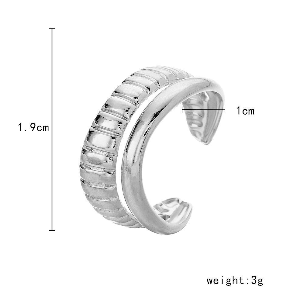 Fashion and simple stainless steel opening shell pattern adjustable ring niche light luxury design ladies ring