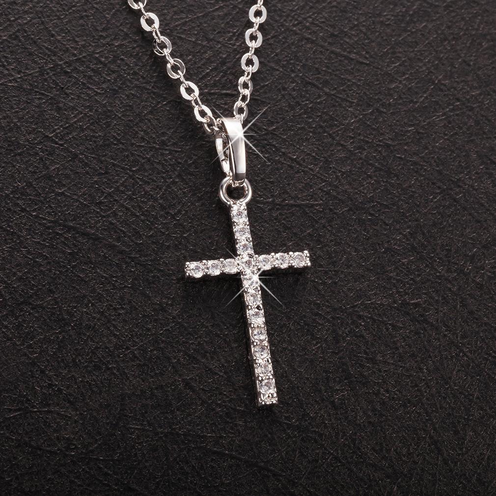 Hip-hop square zircon cross necklace punk personality male and female couple pendant accessories