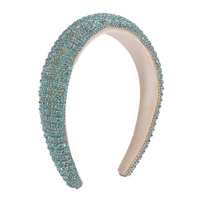 F396 Light Luxury Baroque Geometric Headband Thick Sponge Full Drill Temperament Headband High Skull Top Personalized Hair Accessories