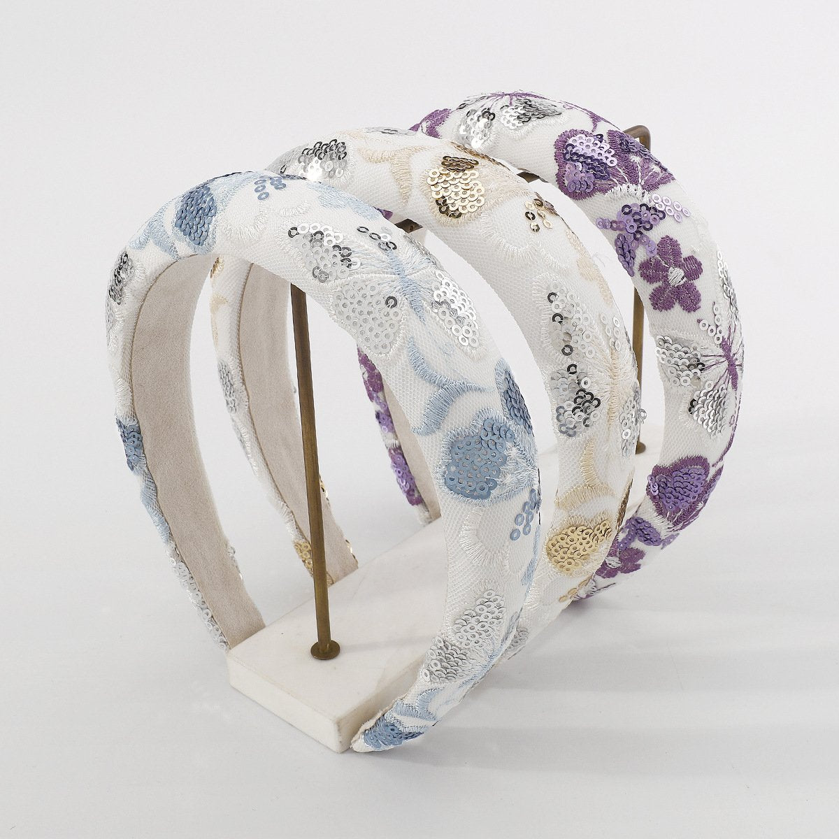 F4536 Small Fresh Net Red Fashion Sponge Headband Embroidered Sequin Flower Elegant Retro Sweet Fabric Headband