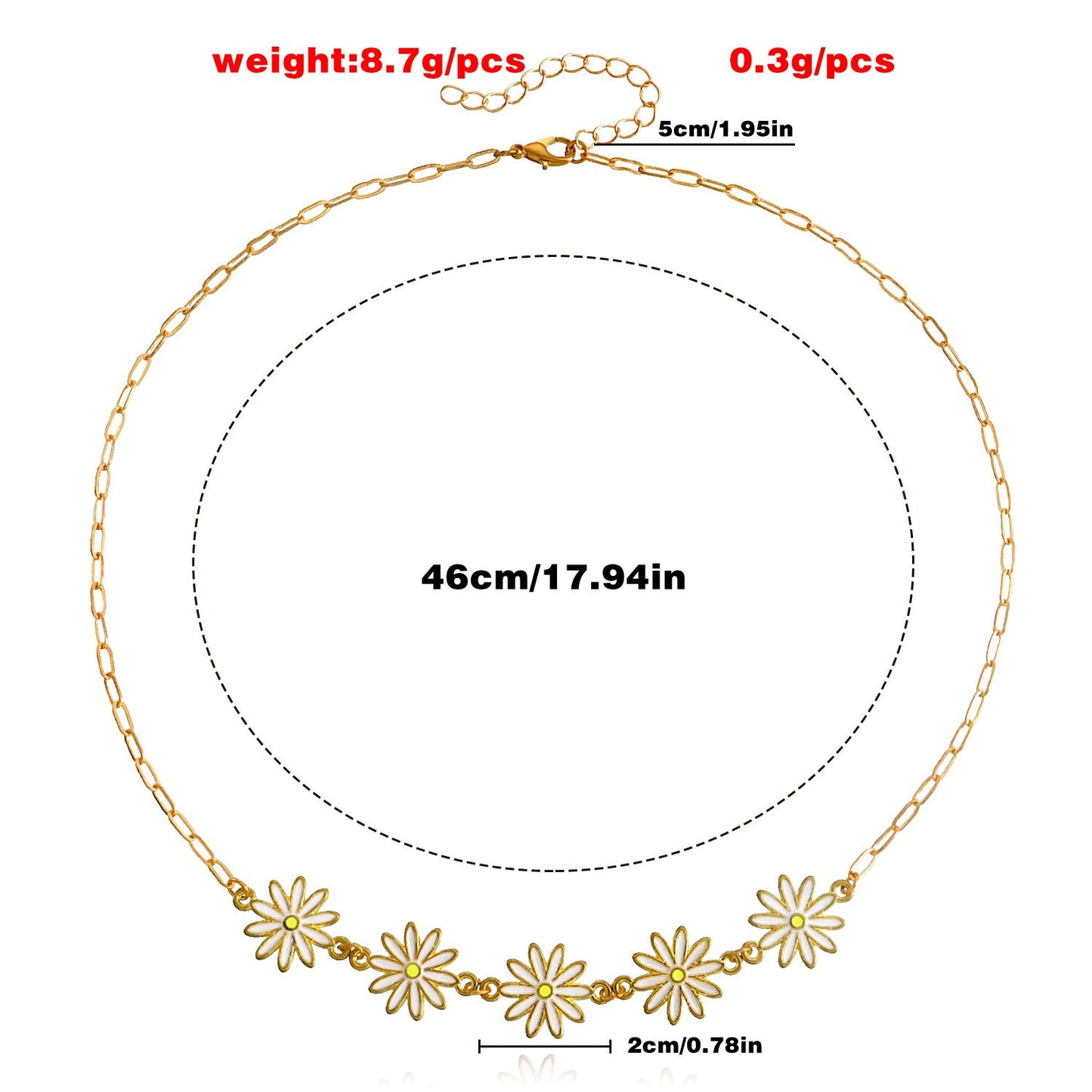 Jewelry Retro Simple Ethnic Color Daisy Necklace Trendy Hip Hop Metal Necklace Female