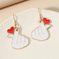 Creative personality earrings simple metal dripping oil red heart-shaped earrings creative cute earrings female