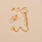 Fashion Circle Stud Earrings Bohemian Metal Ear Cuff 4-Pieces Accessories