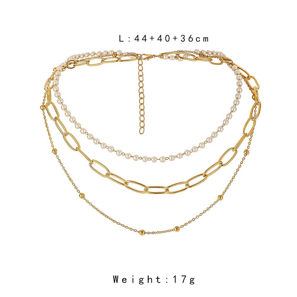 Ins popular fashion Hong Kong choker necklace simple metallic temperament pearl versatile multi-layer necklace female