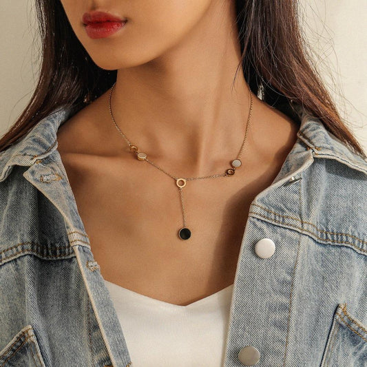 Stainless Steel Necklace Black Drip Titanium Steel Ring Clavicle Chain Classic Simple Necklace Not Fading Accessories