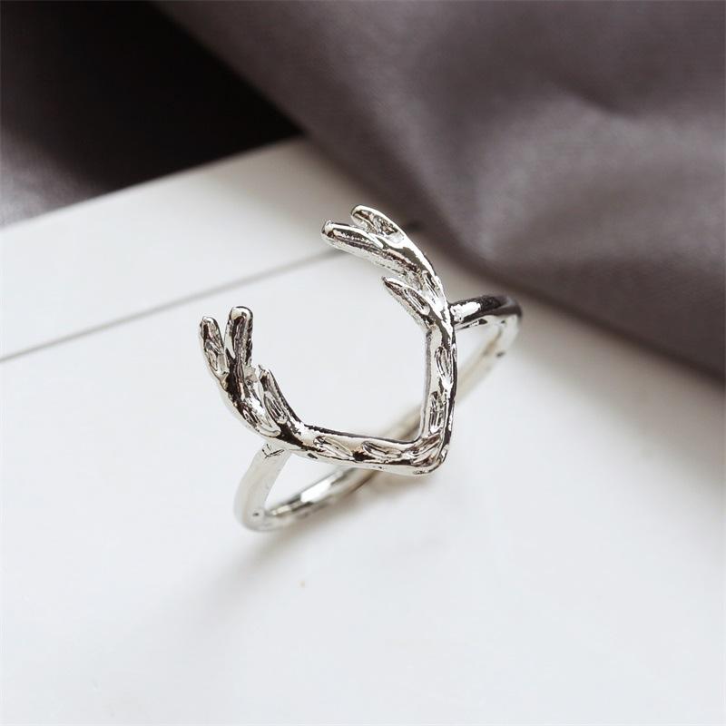 ins Christmas elk antler ring female copper material animal ring jewelry