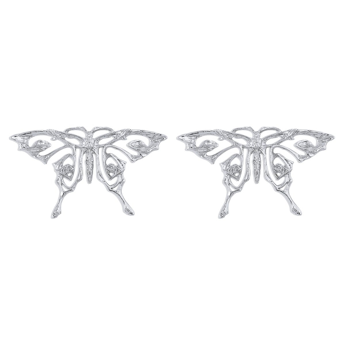 E1895 Personality Hollow Sweet Butterfly Earrings Niche Metal Cold Creative Geometric Earrings Women