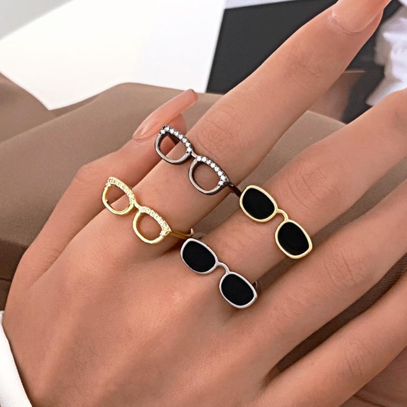 Mini finger glasses ring personalized creative opening adjustable index finger ring couple ring tide