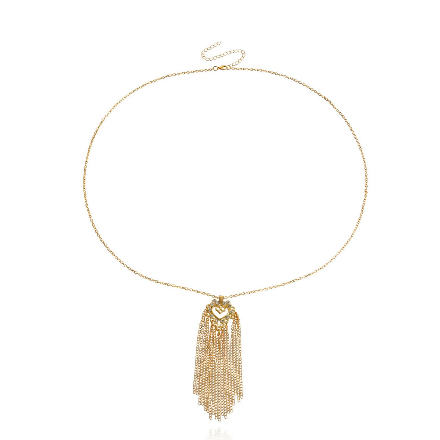 Jewelry ins sparkling diamond-studded hollow love heart long tassel love sweater chain necklace female