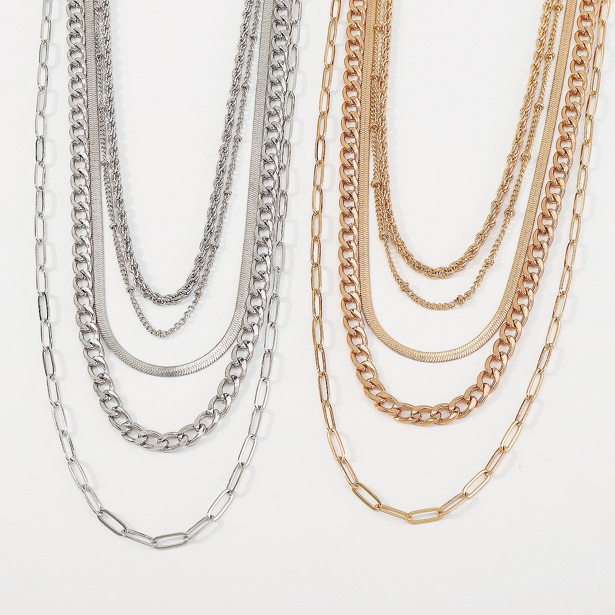 N1233 exaggerated multi-layered necklace hip-hop sweet cool personality niche collarbone necklace female
