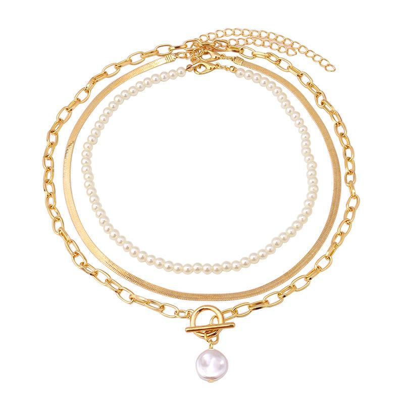Jewelry Retro Multi-layer Beaded Chain Fragrance Necklace Simple and Versatile Imitation Pearl Trend Necklace