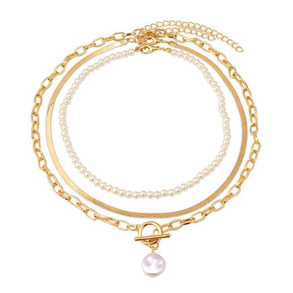 Jewelry Retro Multi-layer Beaded Chain Fragrance Necklace Simple and Versatile Imitation Pearl Trend Necklace