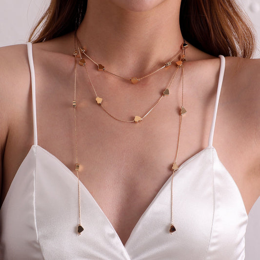 Jewelry Fashion Sexy Multi-layer Heart Chain Necklace Women's Street Shoot Retro Temperament Personality Necklace