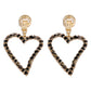 E1634 Fashion asymmetric full diamond earrings femininity age reduction hollow peach heart simple net red earrings