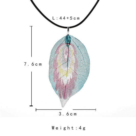 Real Leaf Specimen Necklace Fashion Simple Leaf Pendant Necklace Jewelry
