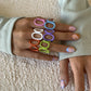 Jewelry creative color hollow sweet cool geometric ring female punk round metal opening jewelry