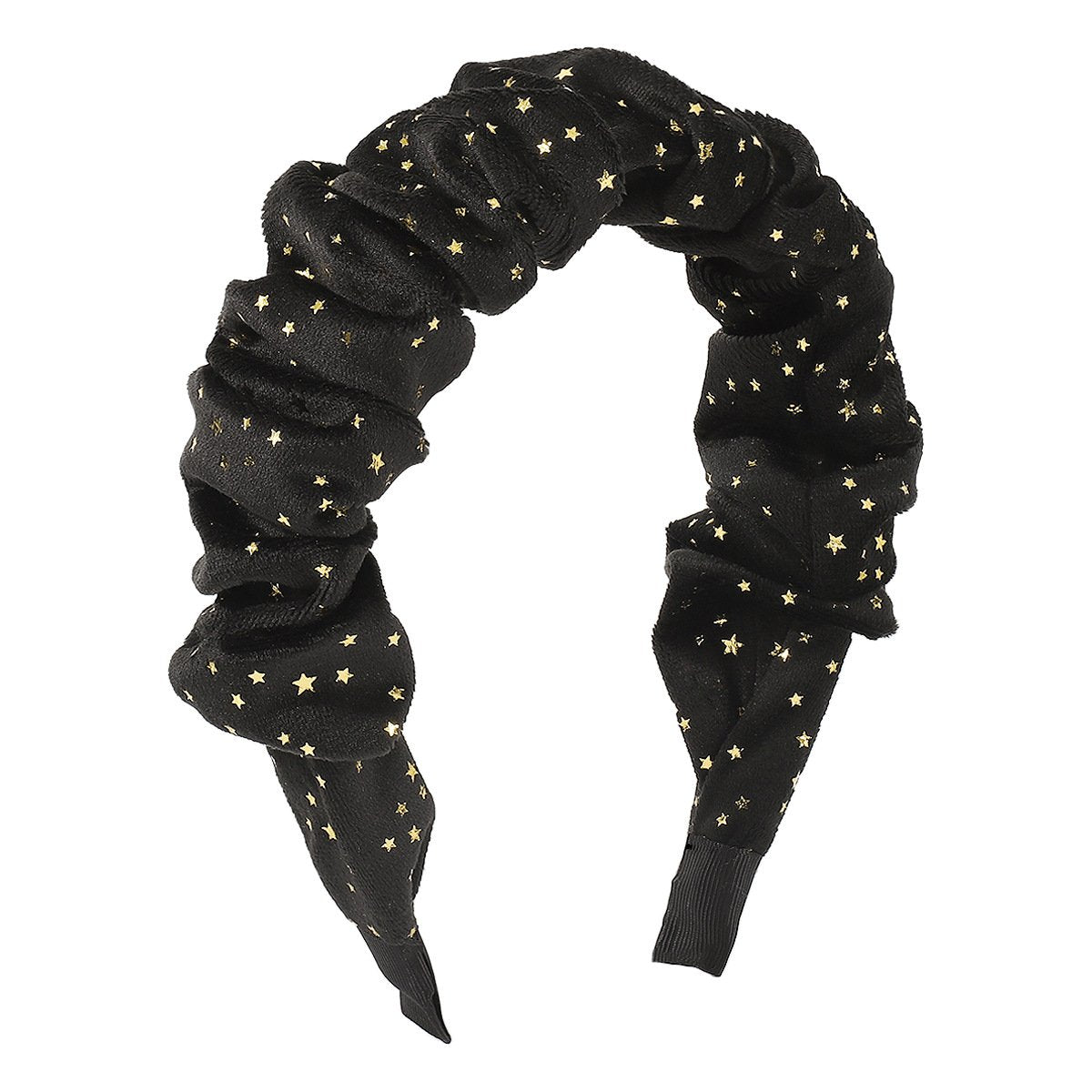 F548 Simple niche retro pleated five-pointed star headband autumn and winter style French temperament flannelette headband hairpin female