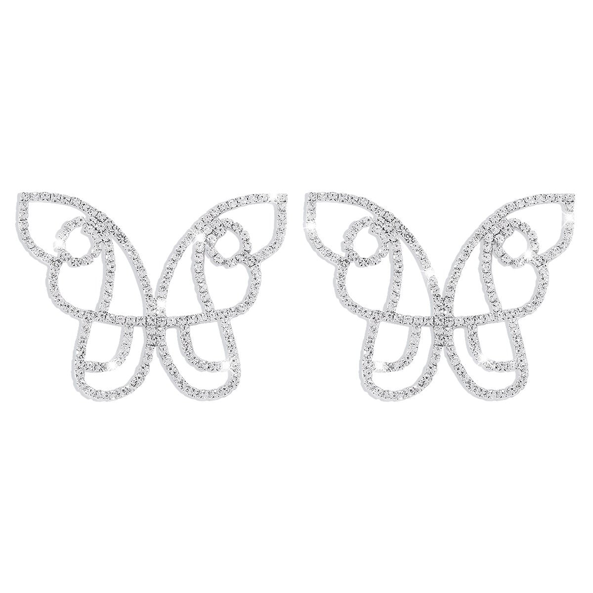 E1963 Minority Heavy Industry Light Luxury Romantic Butterfly Earrings Full of Diamond Personality Internet Celebrities Symmetrical Creative Earrings