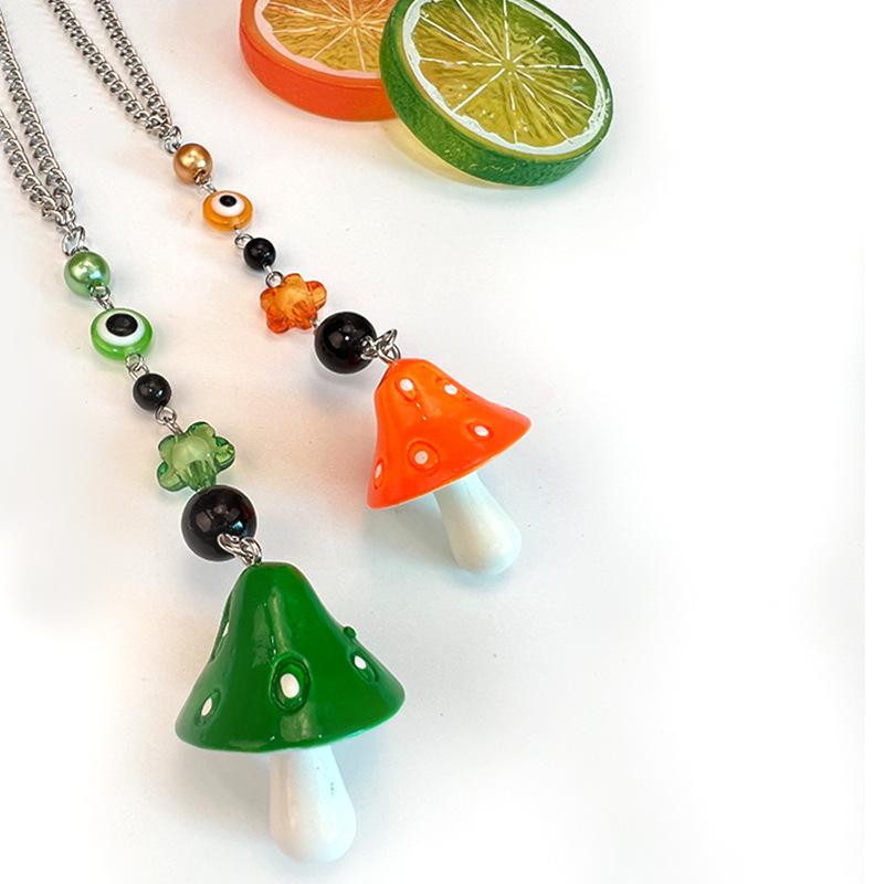 Creative Mushroom Pendant Multipurpose Ornament Devil's Eye Keychain Pearl Bag Ornament