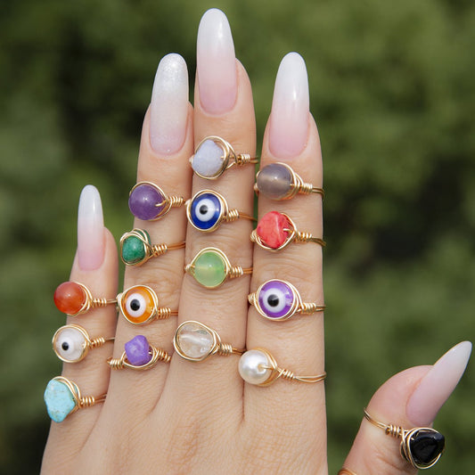 Jewelry Creative Simple Ethnic Eye Gravel Ring Female Irregular Personality Luminous Ring