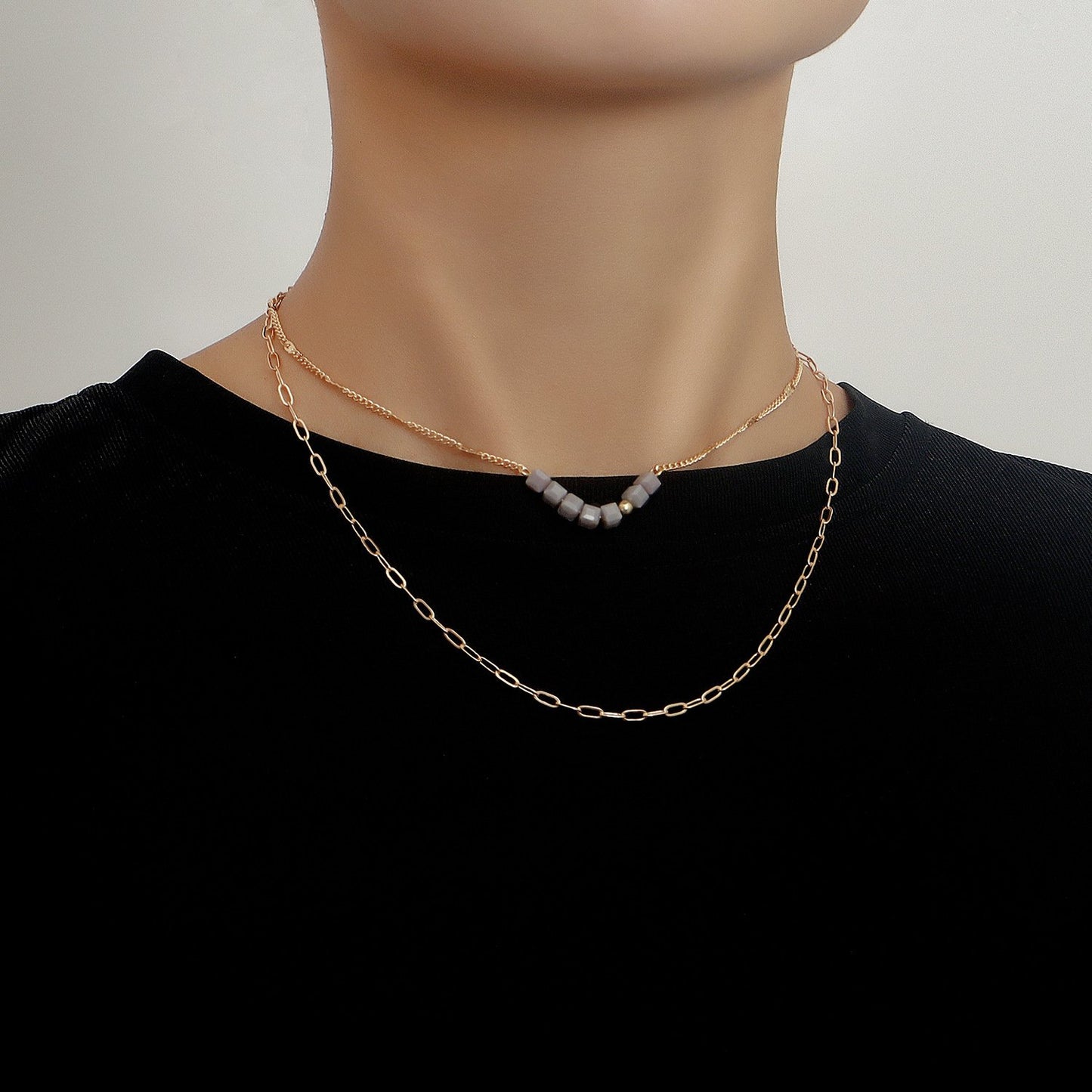 Jewelry Fashion Double Layer Necklace Sweater Chain Women's Trendy Cool Indifferent Niche Versatile Design Sense Necklace