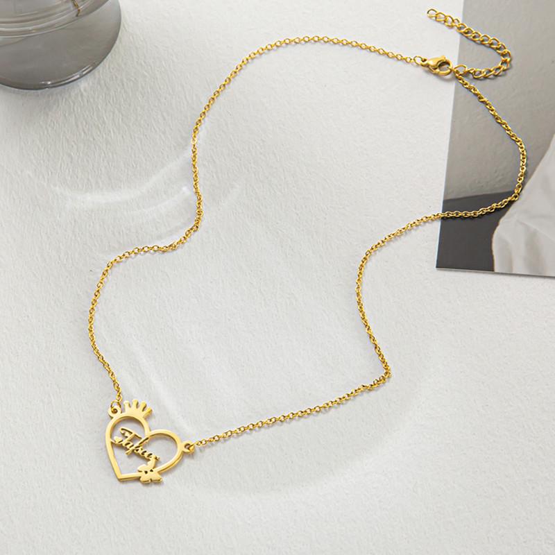 Stainless steel name necklace female DIY English letter small butterfly collarbone chain furnace vacuum plating