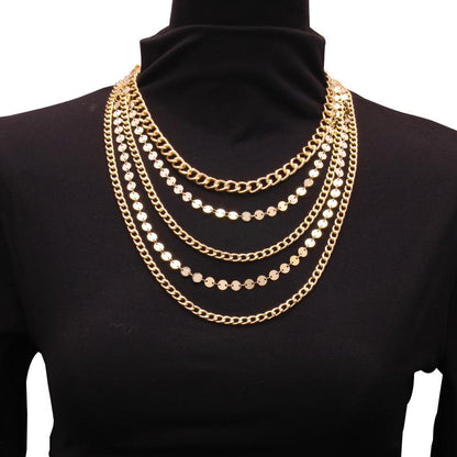 Jewelry Mix Thick and Thin Chain Geometric Retro Necklace Simple Personality Chain Multilayer Tassel Necklace