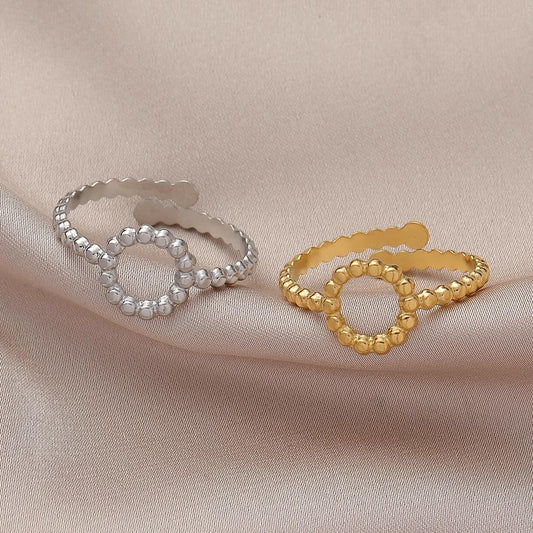 Personality fashion titanium steel circle dot opening ring trend stainless steel cold ring female