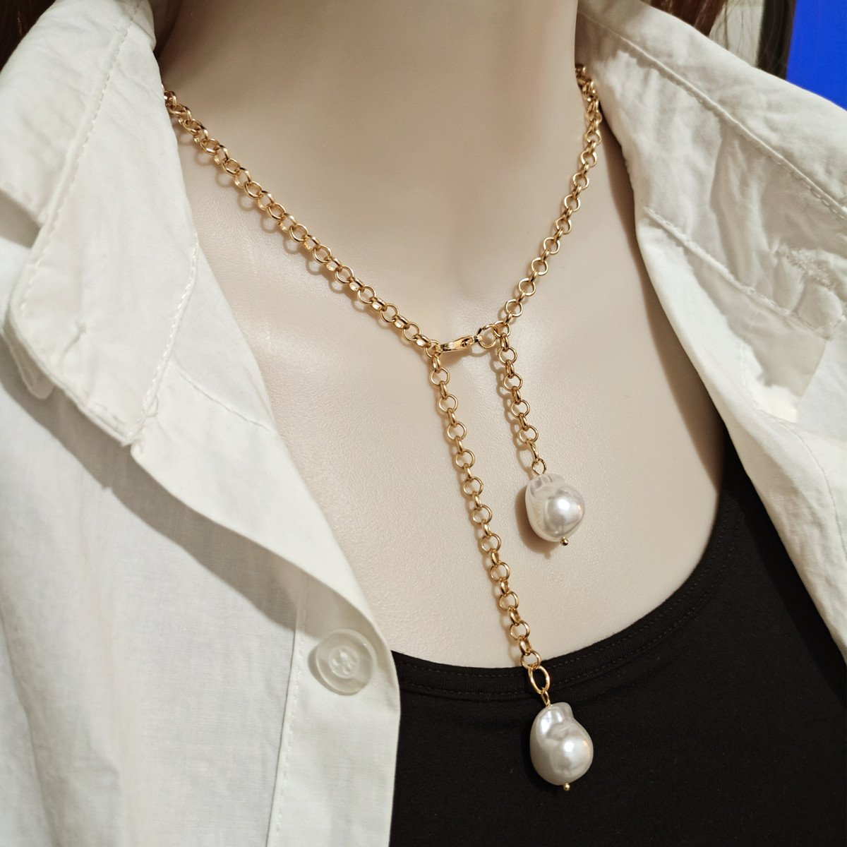 Jewelry Personality Versatile Single Layer Shaped Baroque Pearl Necklace Female Simple Fashion Necklace